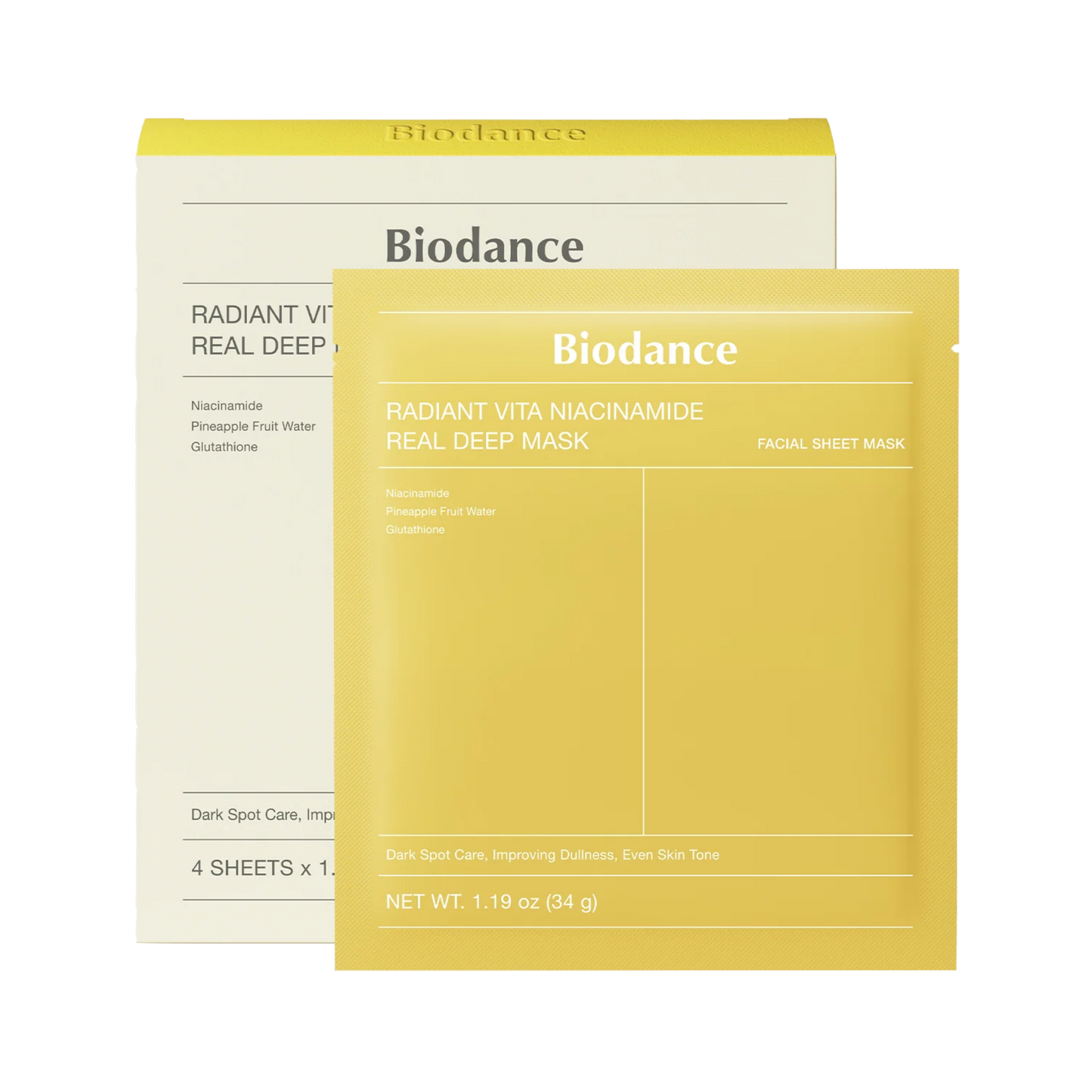 Biodance Radiant Vita Niacinamide Real Deep Mask 4 st x 34 g